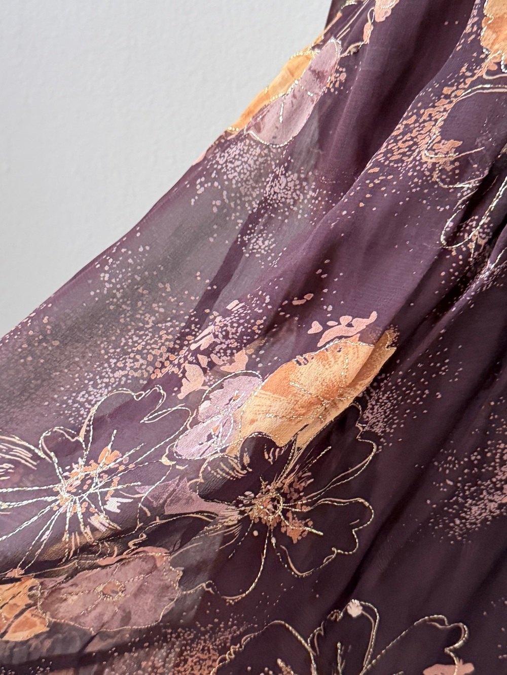 Brown Floral Ruffle Long-Sleeve Maxi Dress - Picture 6 of 14